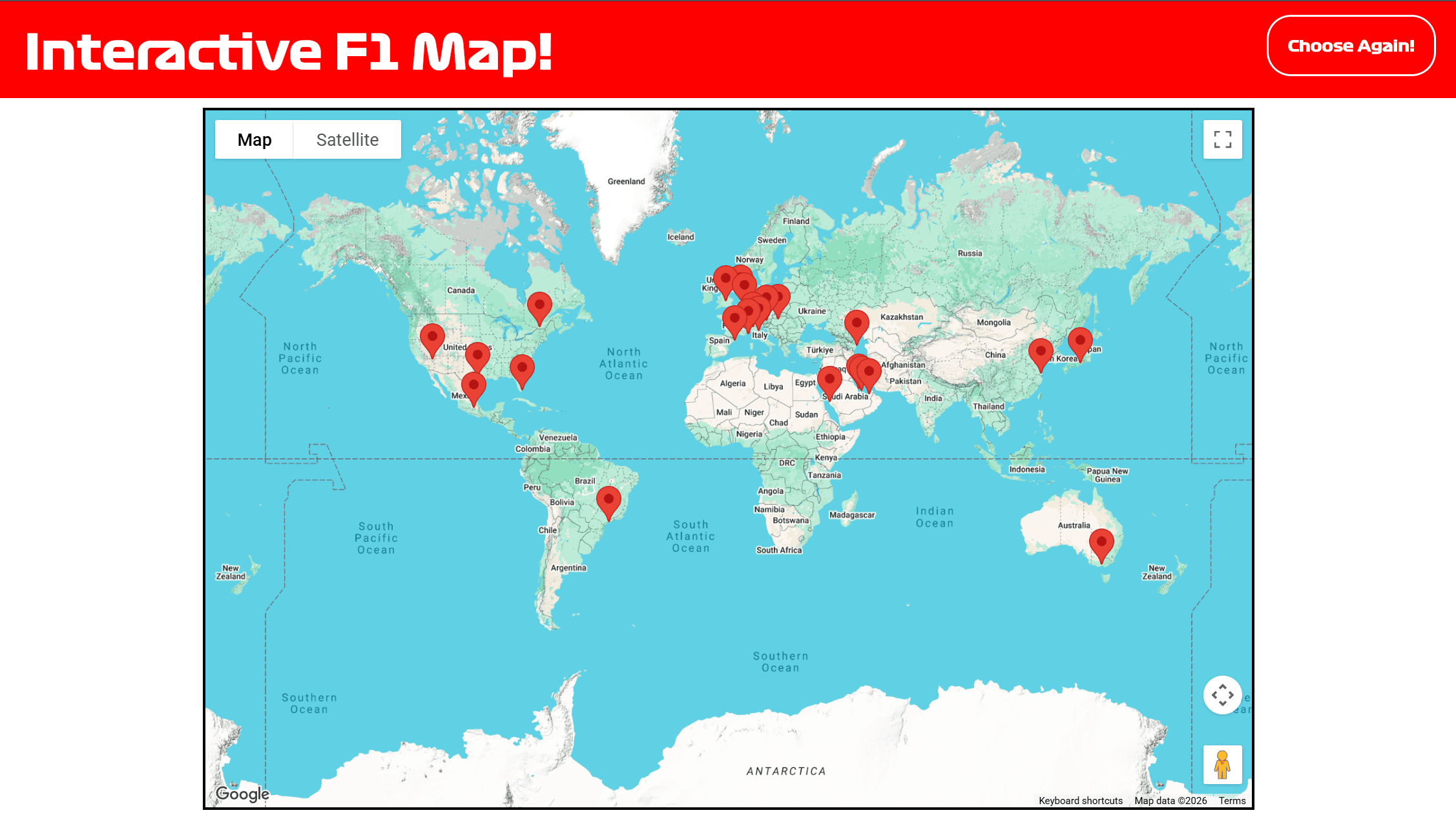 Screenshot of Interactive F1 Map